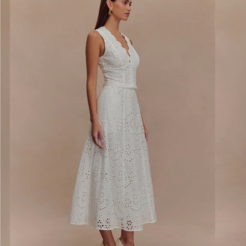 Meshki White Eyelet Midi Dress - Picture 3 of 6